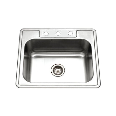 Houzer Glowtone Series Topmount Stainless Steel Kitchen Sink, 8-Inch Deep Kitchen Sink - Topmount Houzer